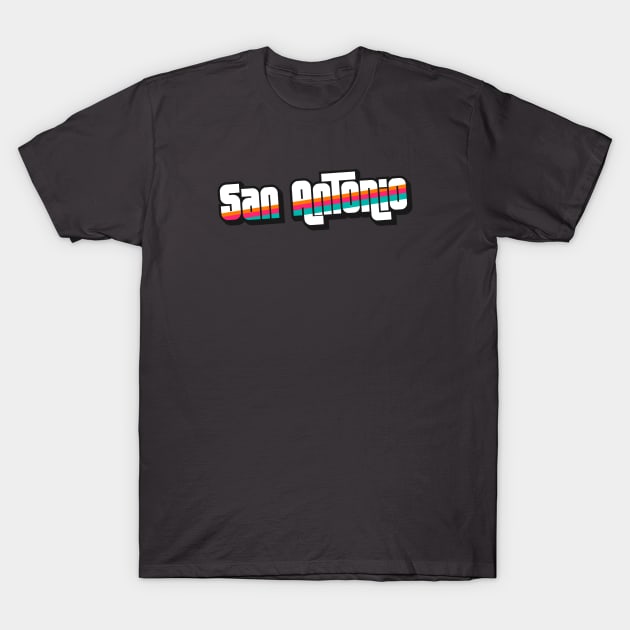 Retro San Antonio Word Art with Stripes 210 T-Shirt by SLAG_Creative